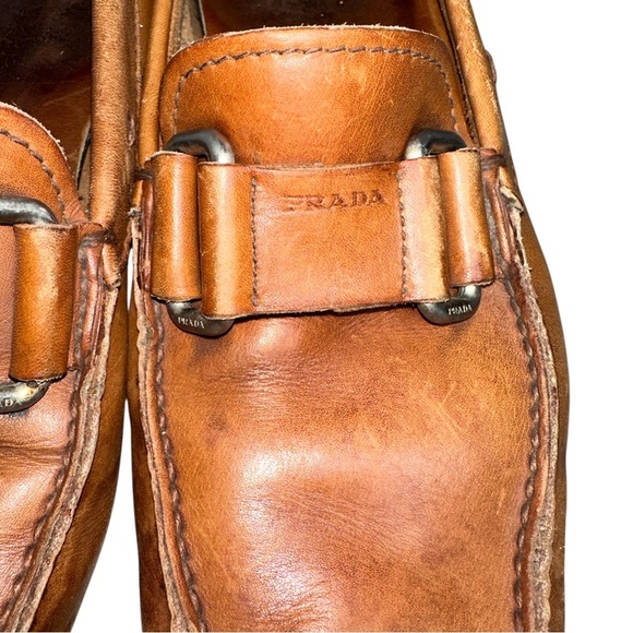 Prada Tan Leather Loafers size 7 main image 5